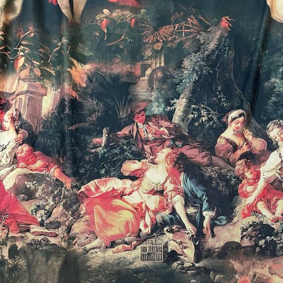 Shein Rococo Art Print Mesh Slip Dress 3XL Midi Straight Fit Bodycon French - Picture 3 of 8